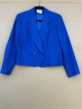 Vintage Pendleton Royal Blue Pure Virgin Wool Blazer 12 Women's Made In USA